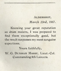 Letter from W G Dunham Massy, Lieut-Col Commanding 8th Lancers
